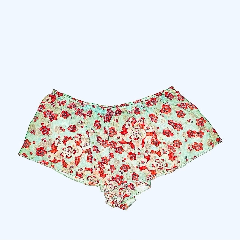 Josie Natori Mint Floral Women's Sheer Sleep Shorts